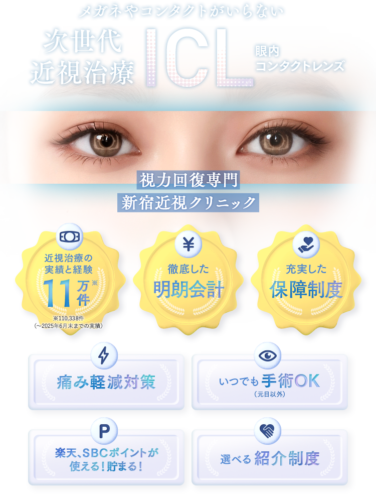 メガネやコンタクトがいらない次世代近視治療ICL眼内コンタクトレンズ